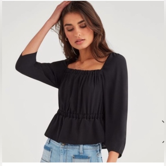 Women’s 7 FOR ALL MAN KIND blouse in black sz XL - Picture 1 of 7